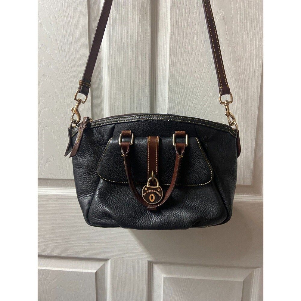 Dooney & Bourke Samba Leather Large Shoulder Satchel Black Pebble Grain Leather - Picture 2 of 15